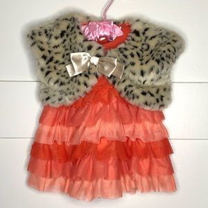 Sweet Ruffled Dress and Faux Fur Bolero